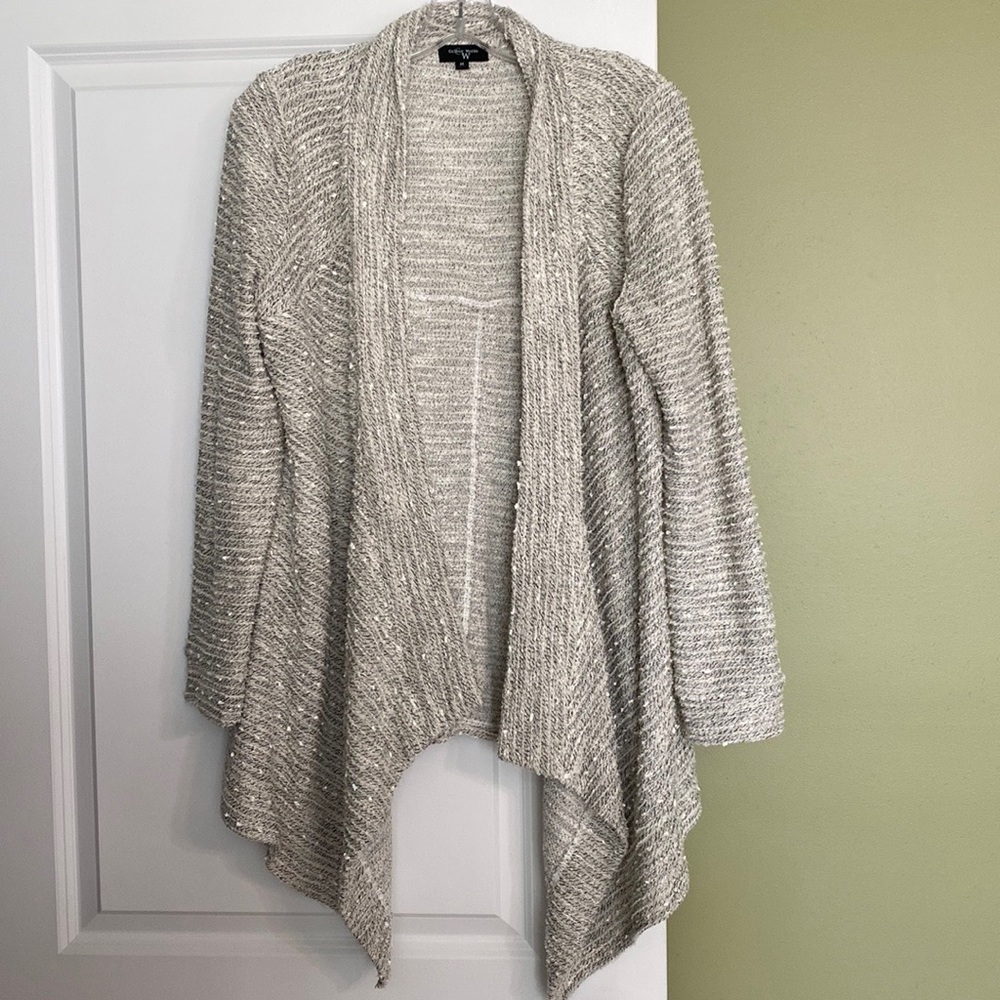 Colour Works Off White and Black Open Cardigan